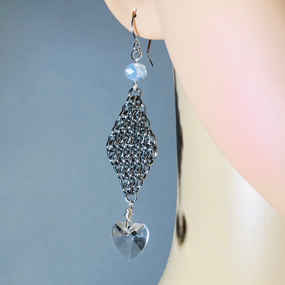 Artisan Clear Crystal Hearts Earrings